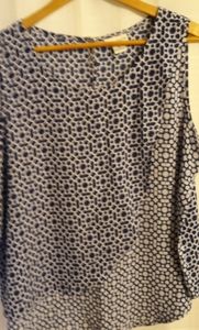 Blue and white sleeveless top